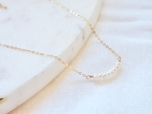 14K Gold Filled Dainty Pearl Necklace