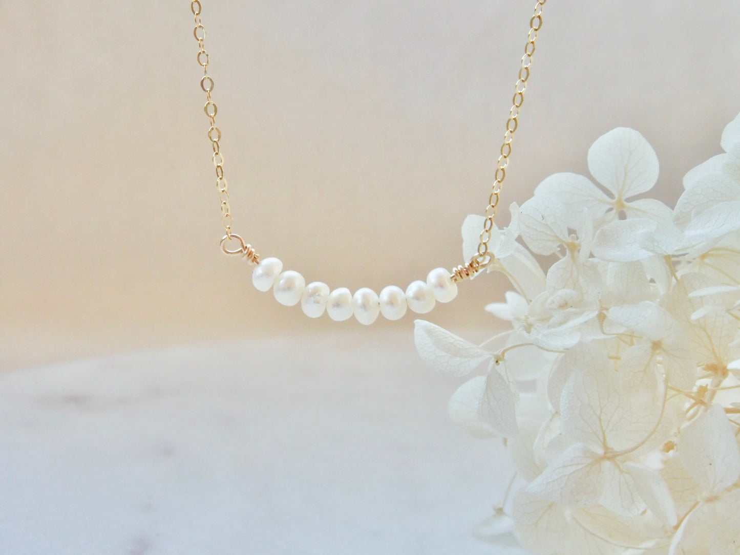 14K Gold Filled Dainty Pearl Necklace