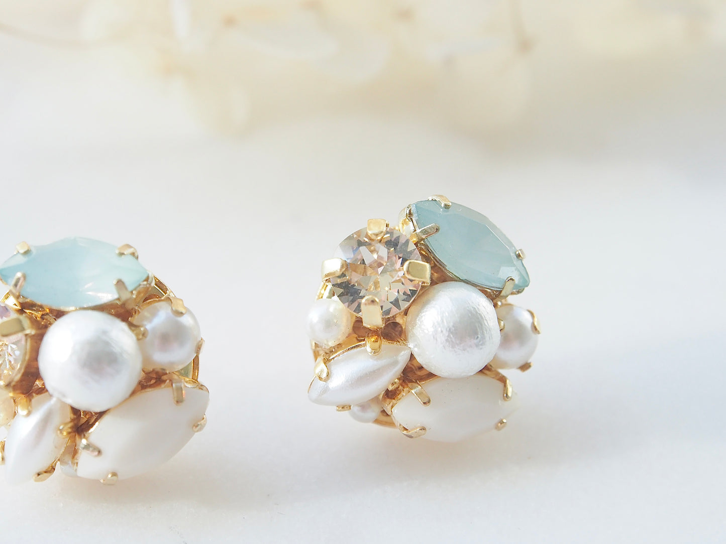 Allison Mint Green Crystal Cluster Earrings
