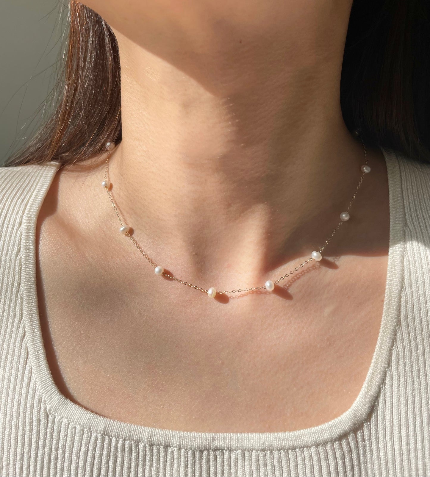 14K Gold Filled Freshwater Pearl Chain Necklace