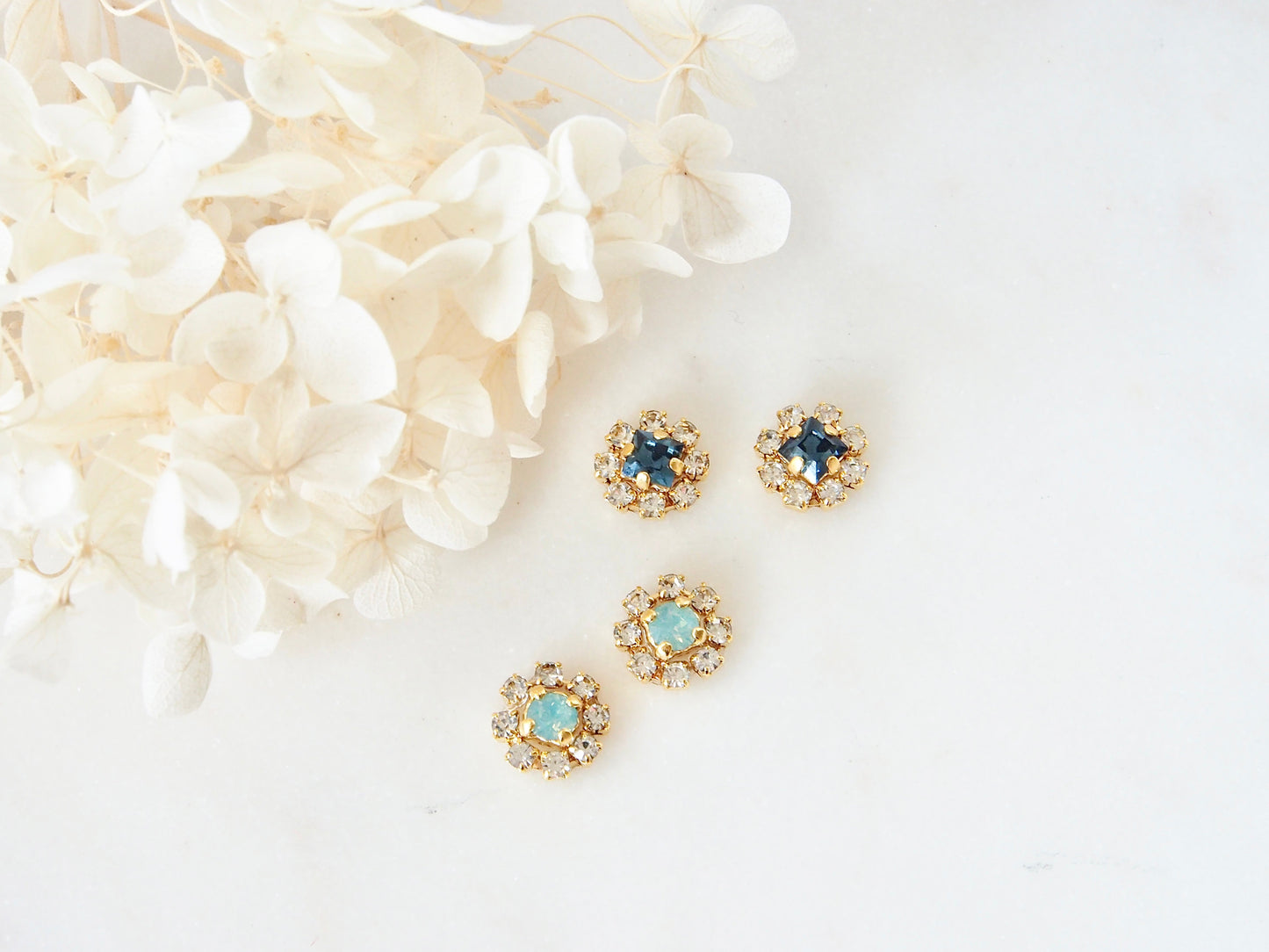June Opal Blue Swarovski Crystal Flower