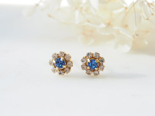 Andrea Sapphire Blue Swarovski Crystal Flower Studs