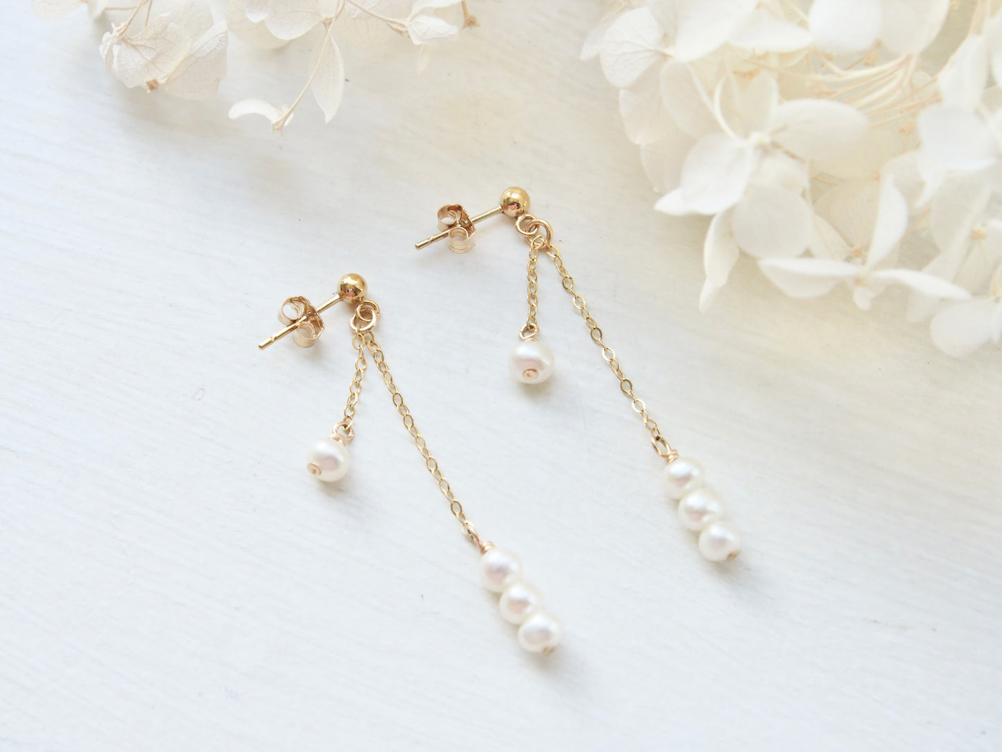 14K Gold Filled Dainty Pearl Earrings