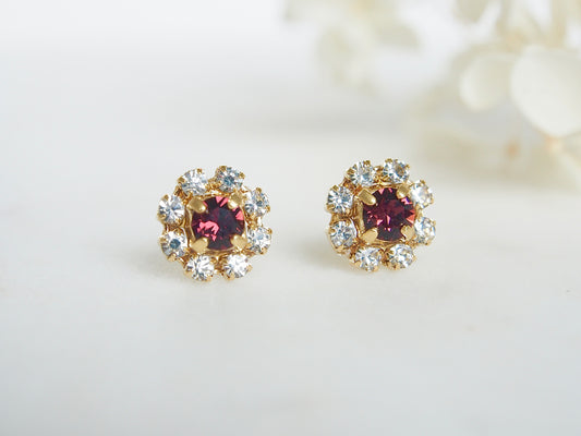 May Burgundy Swarovski Crystal Flower