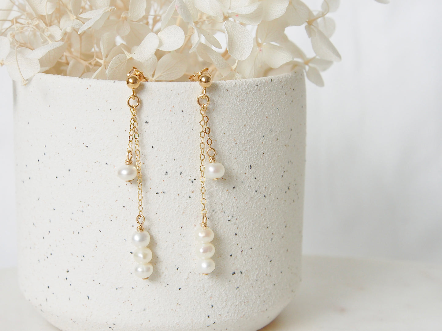 14K Gold Filled Dainty Pearl Earrings