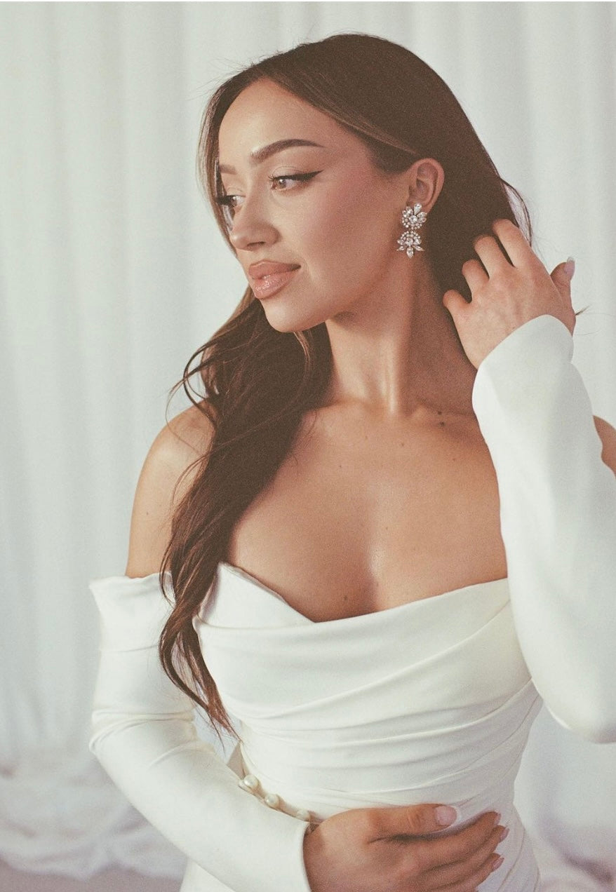 Jasmine Silver Crystal Cluster Earrings