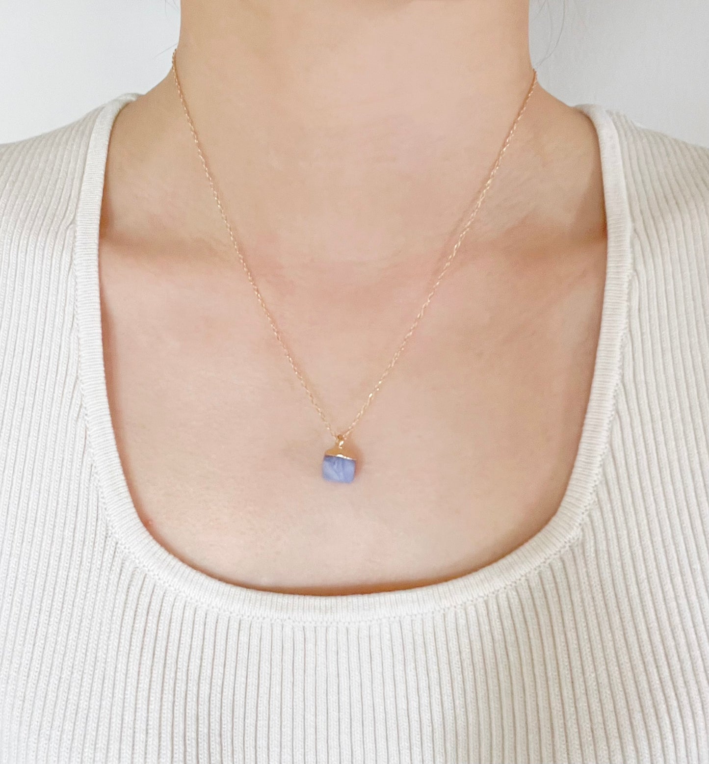 Blue White Jade Stone Charm Necklace