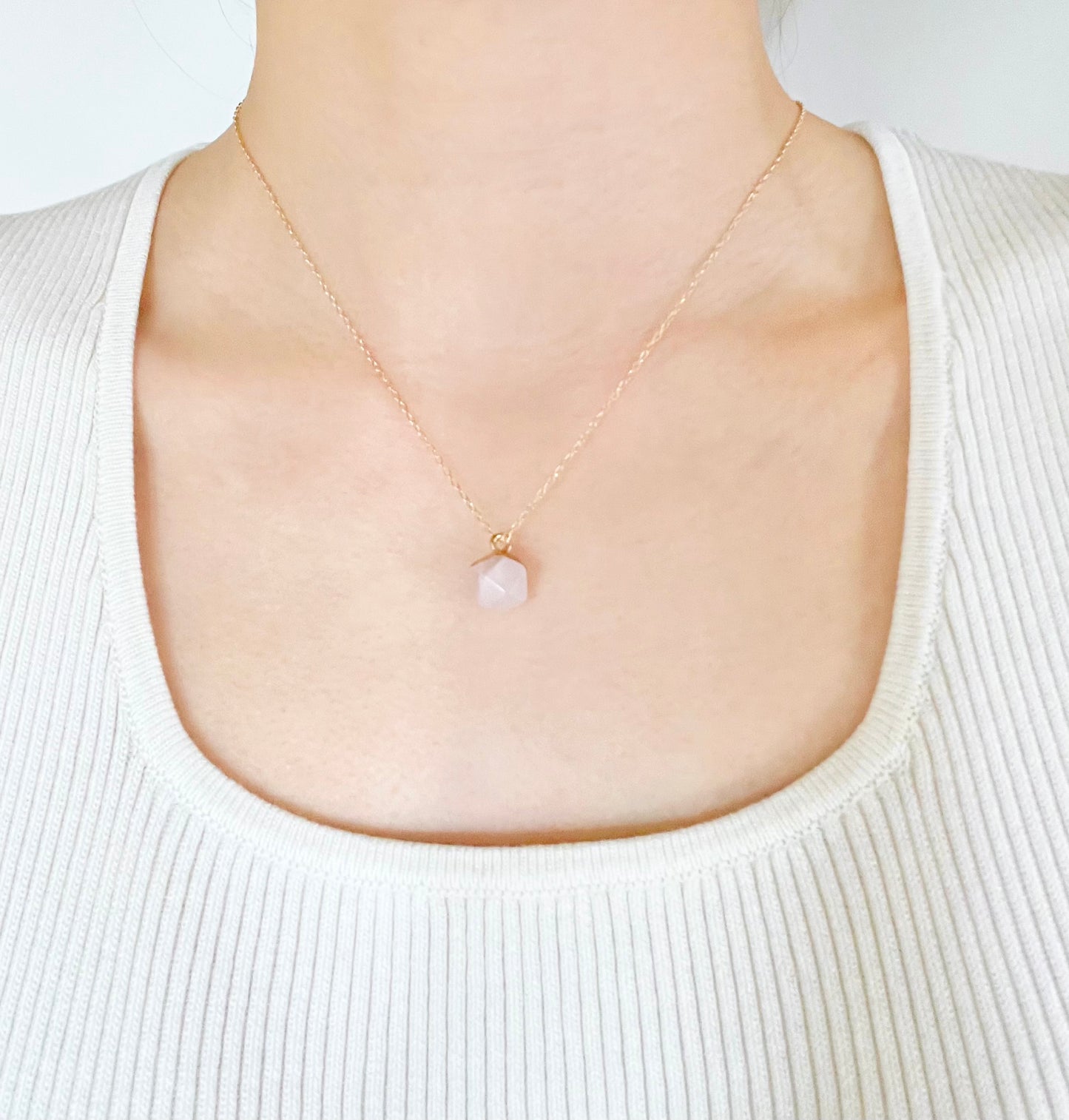 Rose Quartz Stone Charm Necklace
