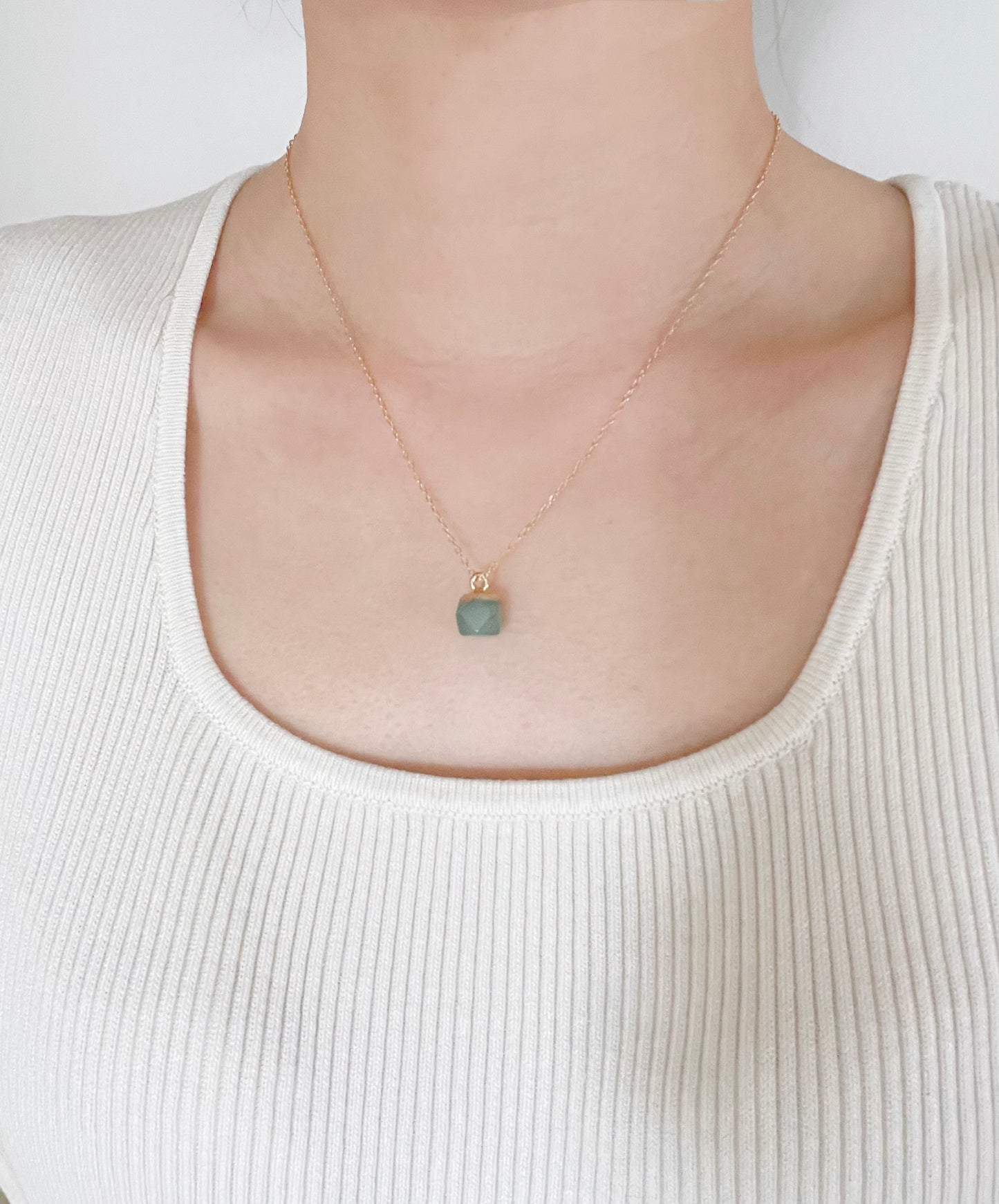 Green Aventurine Stone Charm Necklace