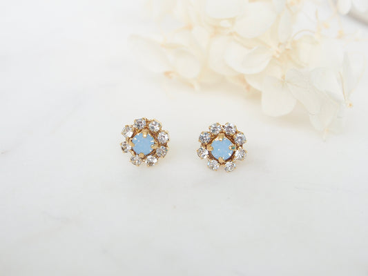 June Opal Blue Swarovski Crystal Flower