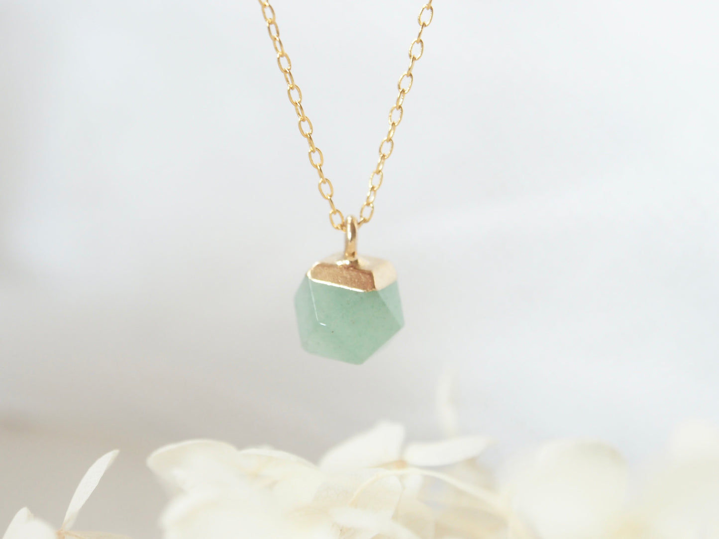 Green Aventurine Stone Charm Necklace