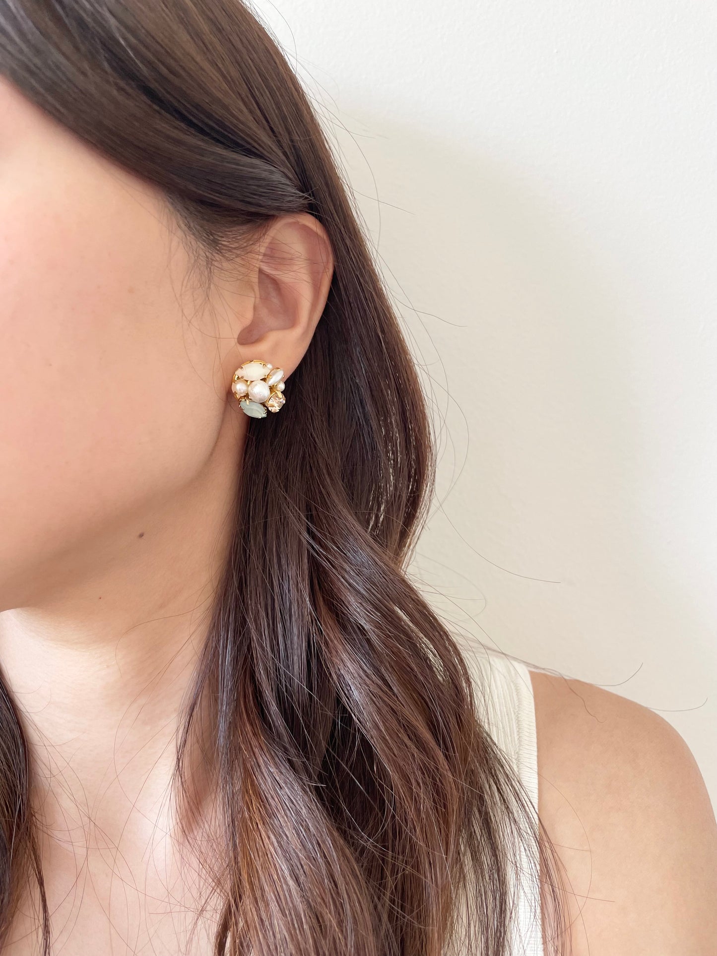 Allison Mint Green Crystal Cluster Earrings