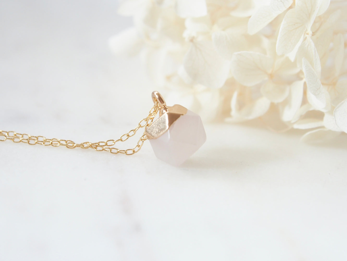 Rose Quartz Stone Charm Necklace