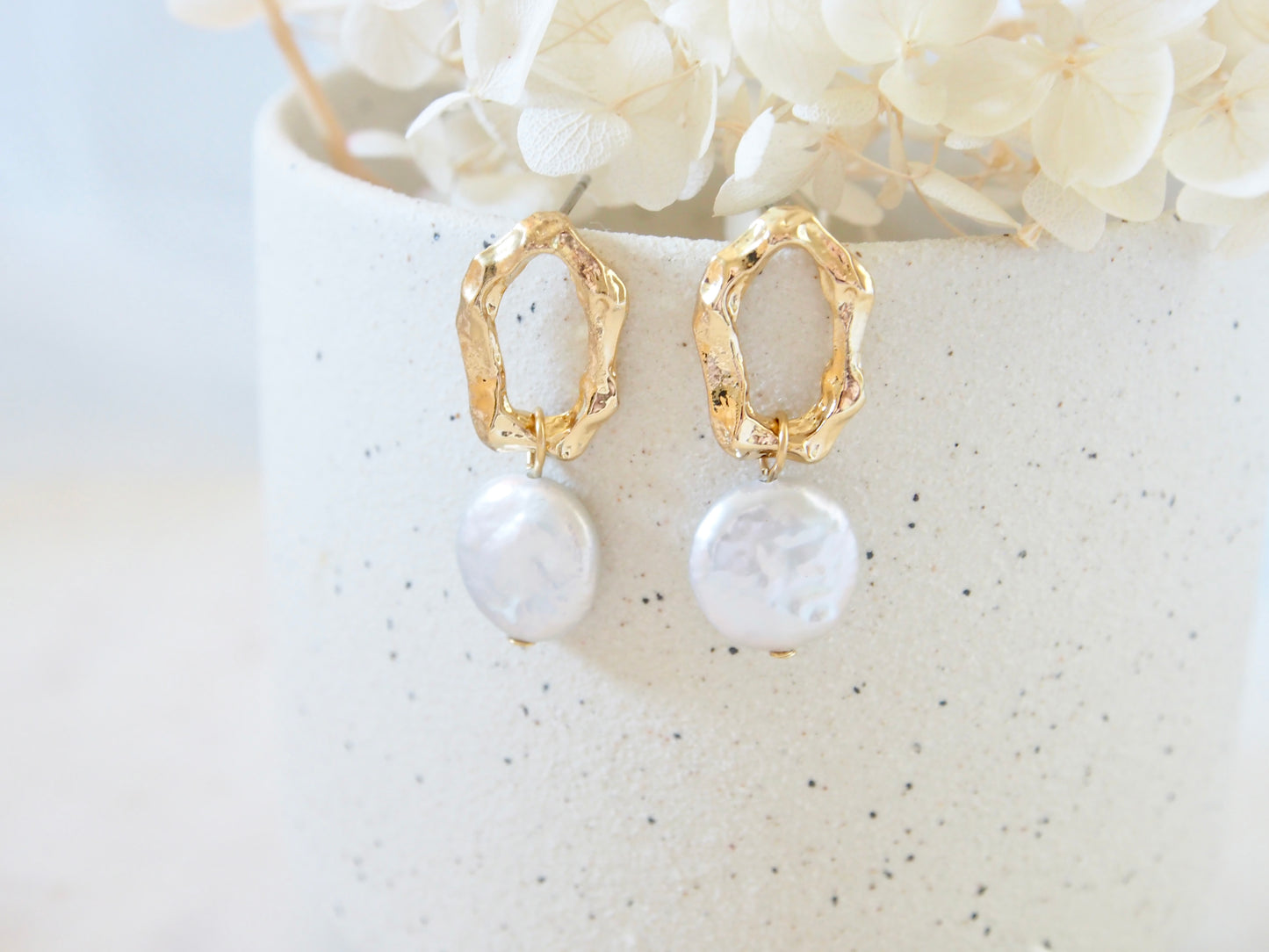 Katie Freshwater Coin Pearl Hoop