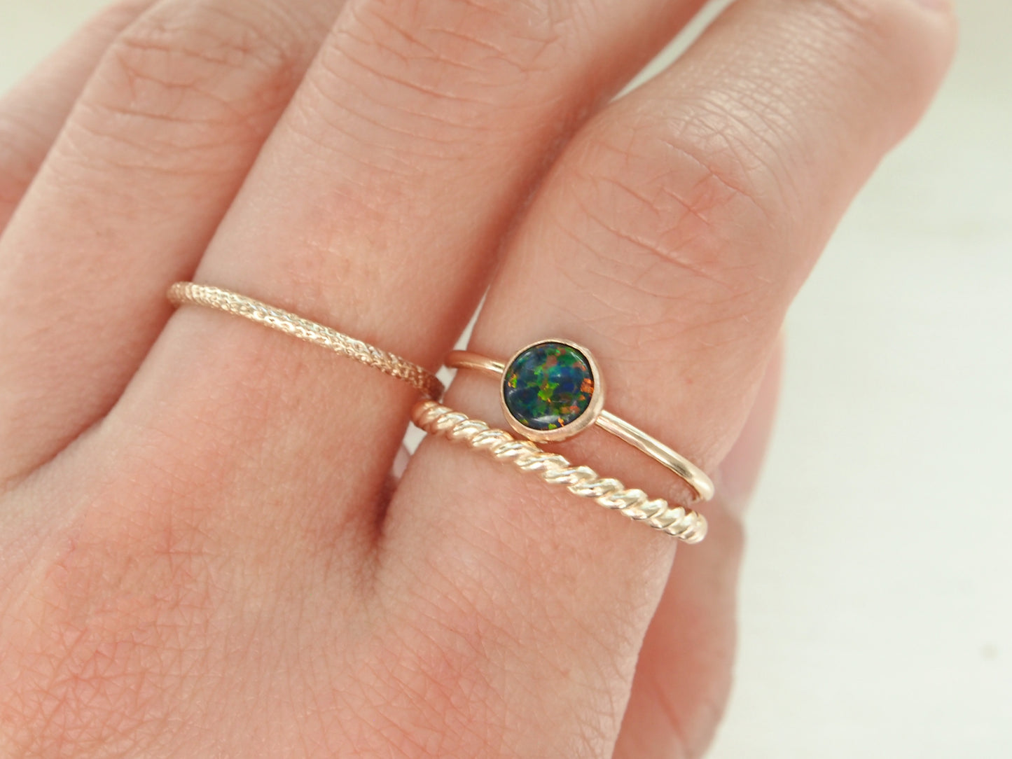 14K Gold Filled Black Opal Ring