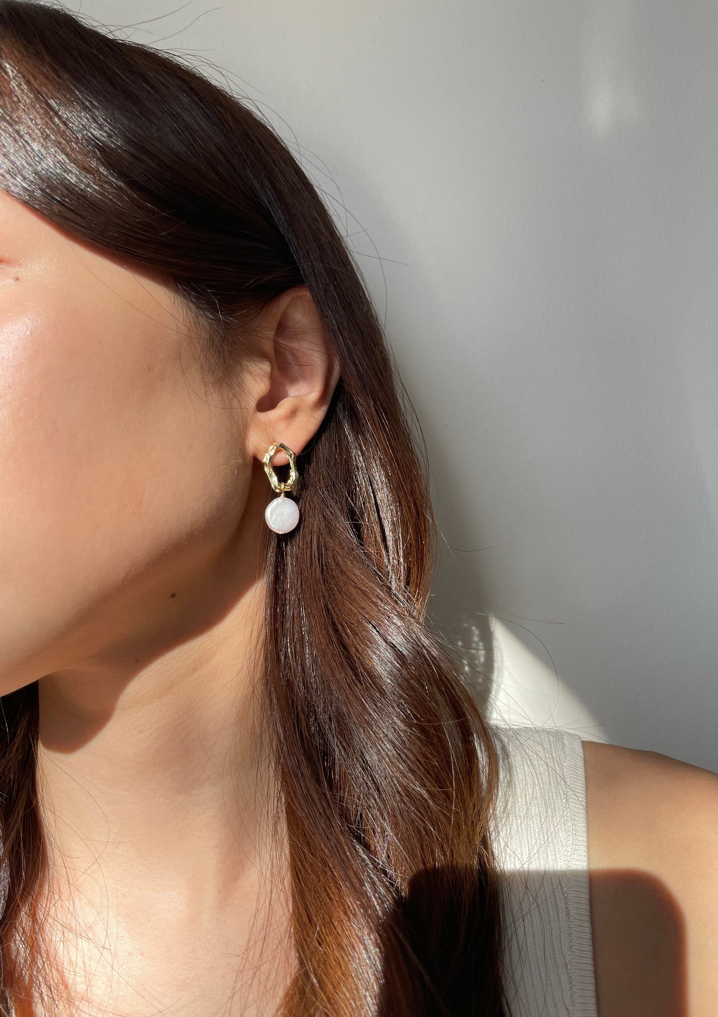 Katie Freshwater Coin Pearl Hoop