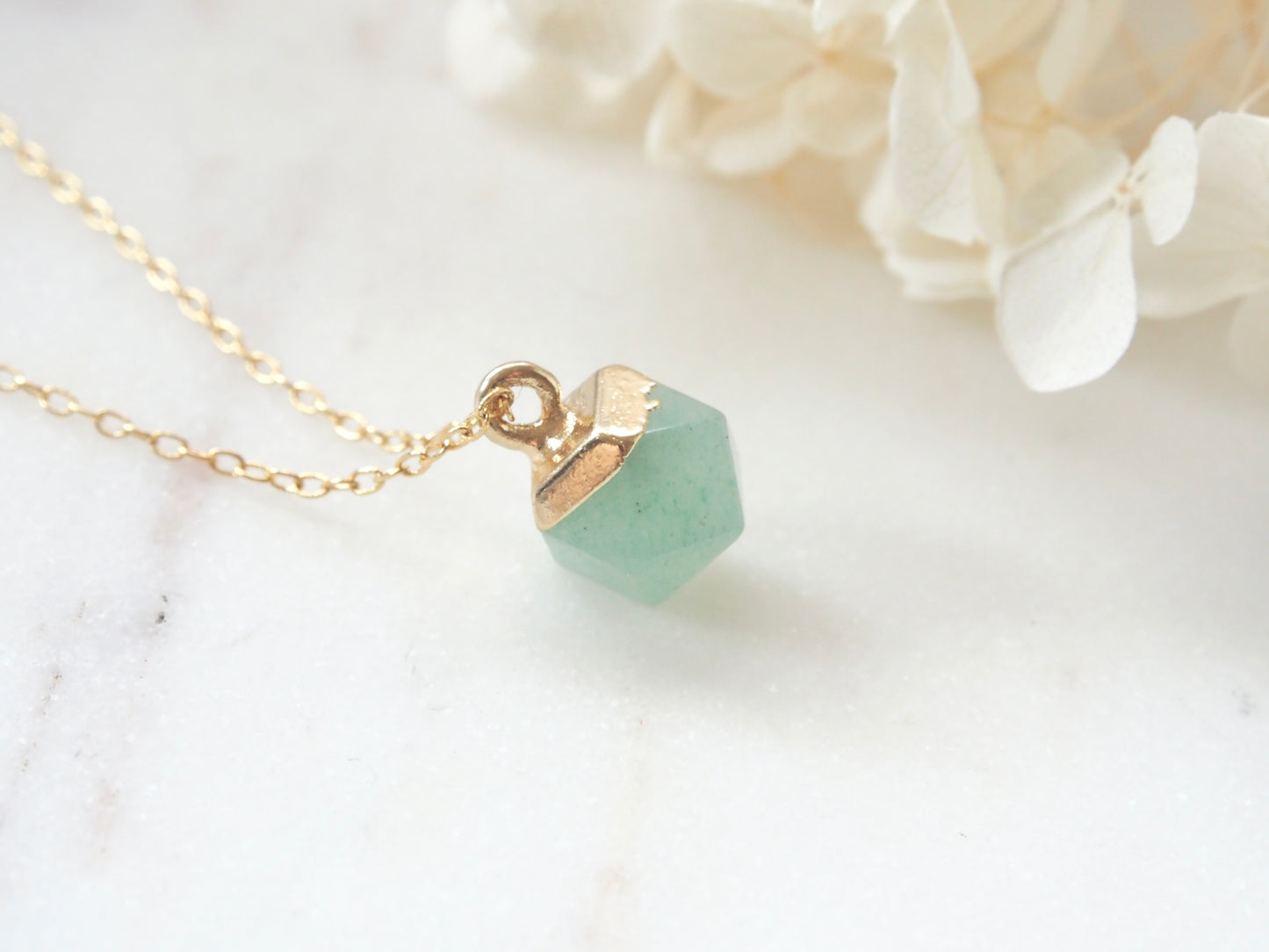 Green Aventurine Stone Charm Necklace
