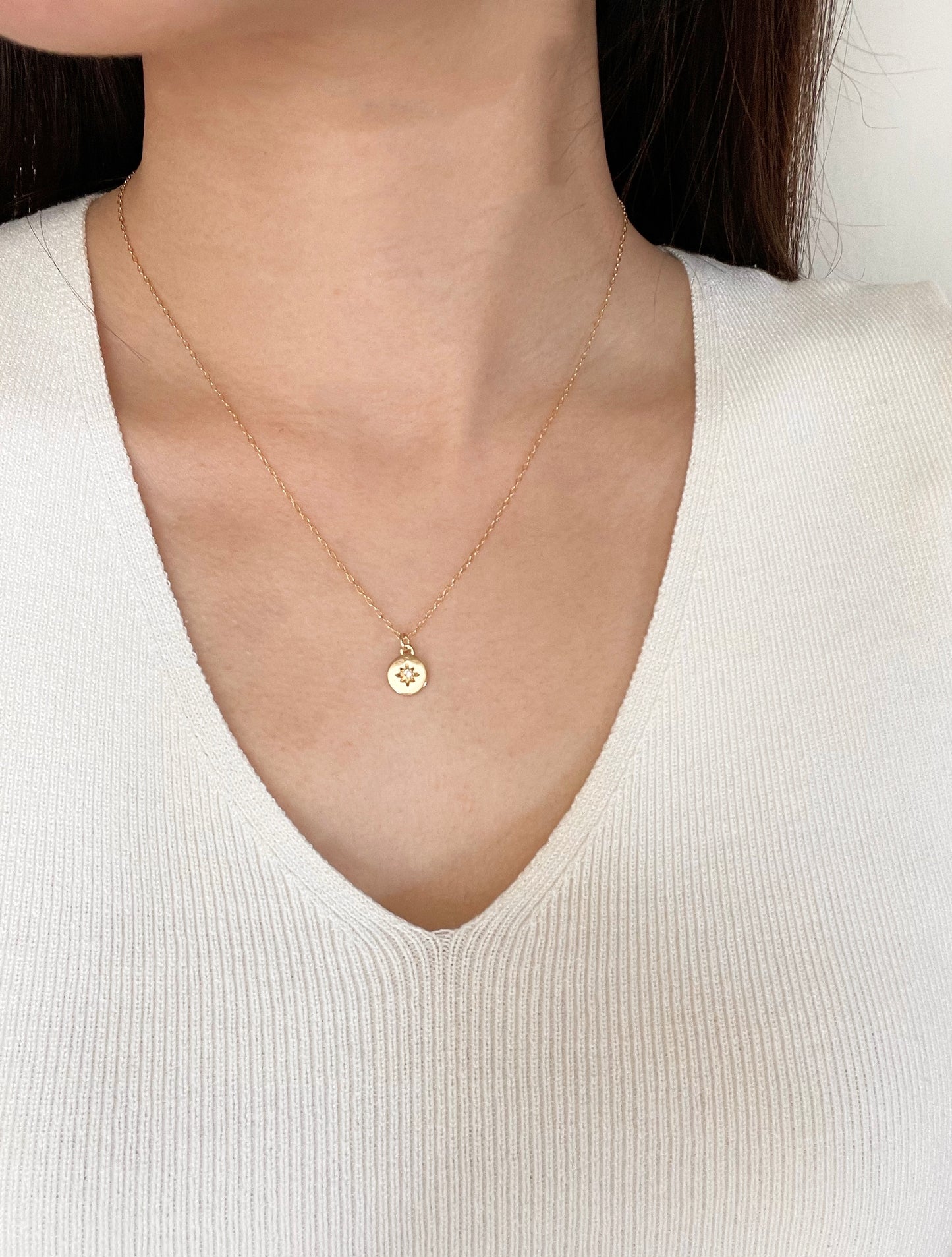 Gold Circle Charm Necklace