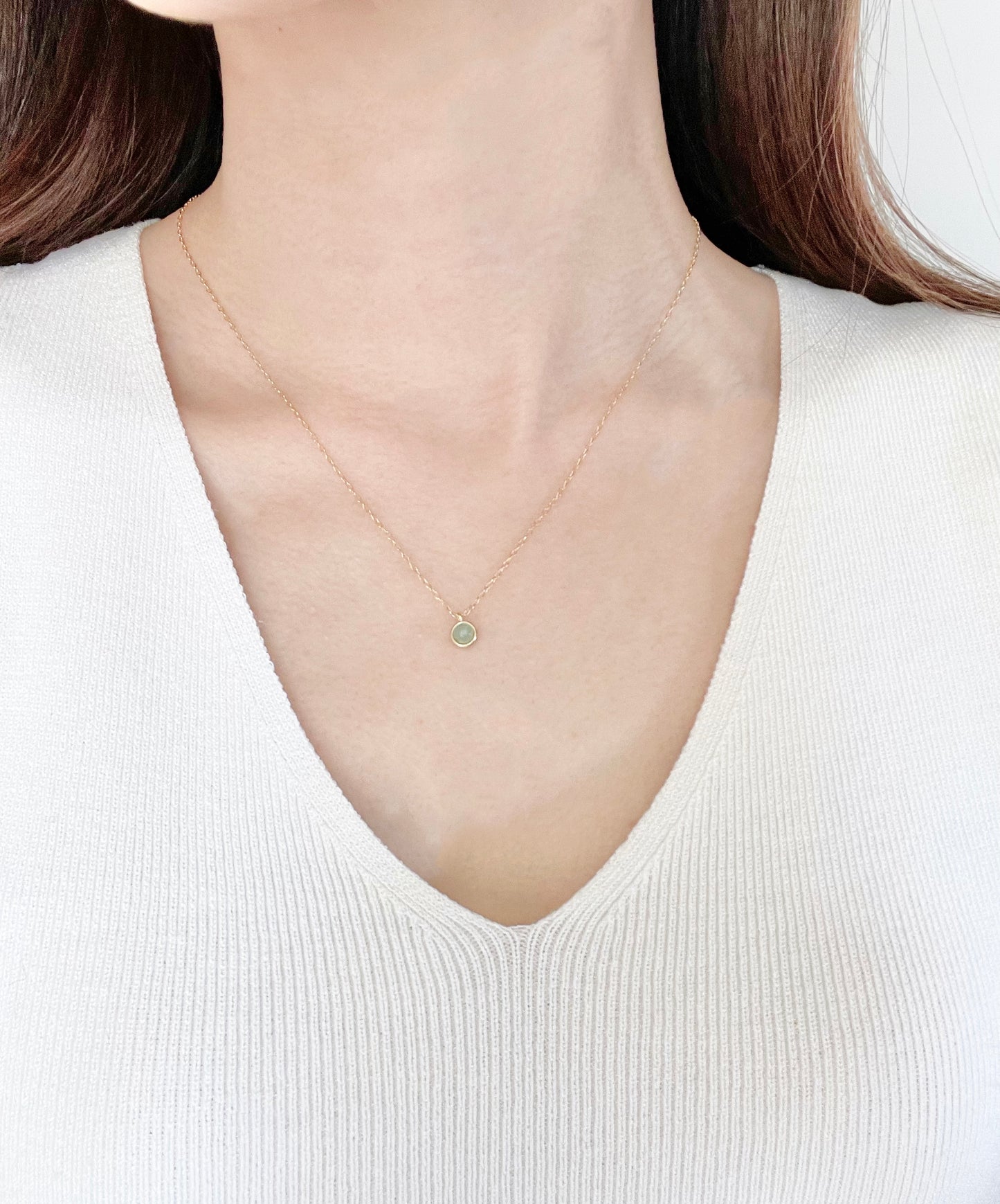 Dainty Orange Jade Necklace