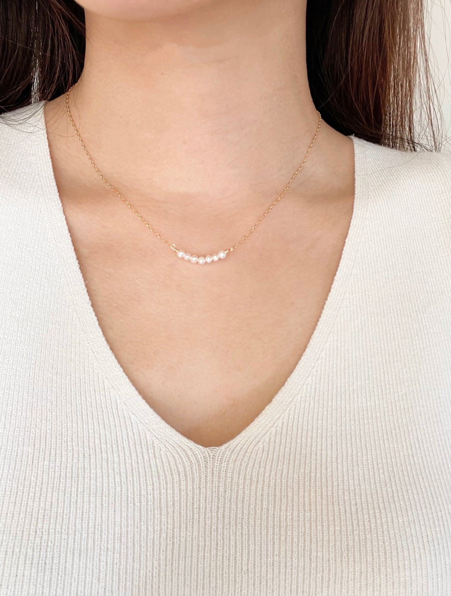 14K Gold Filled Dainty Pearl Necklace