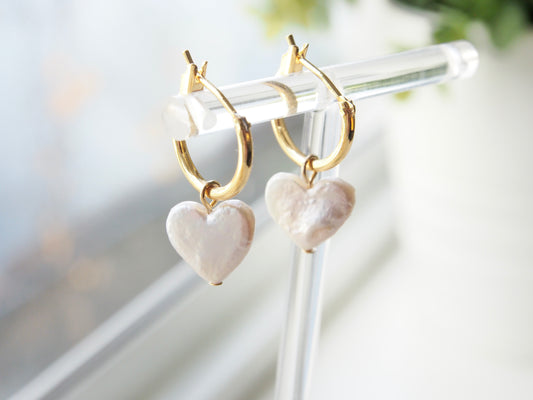 Amelia Two-way Heart Pearl Hoop