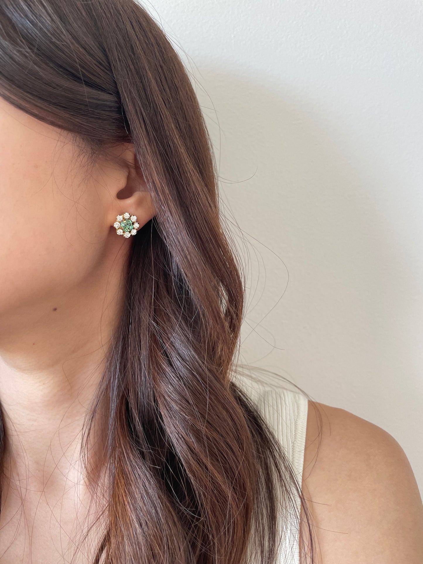 Zara 11mm Erinite Green Crystal Flower Earrings