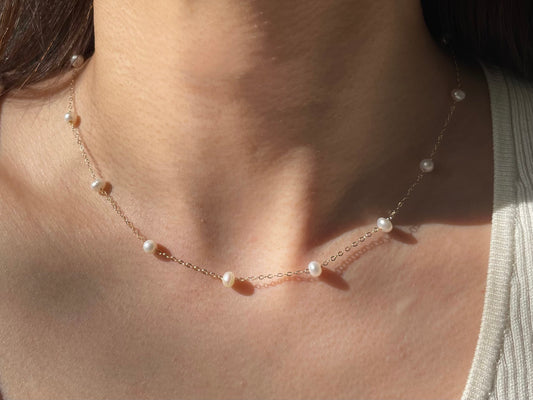 14K Gold Filled Freshwater Pearl Chain Necklace