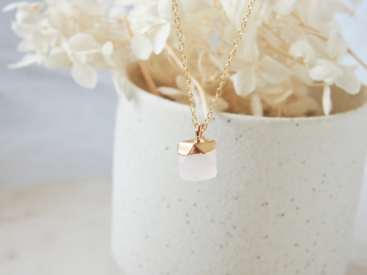 Rose Quartz Stone Charm Necklace
