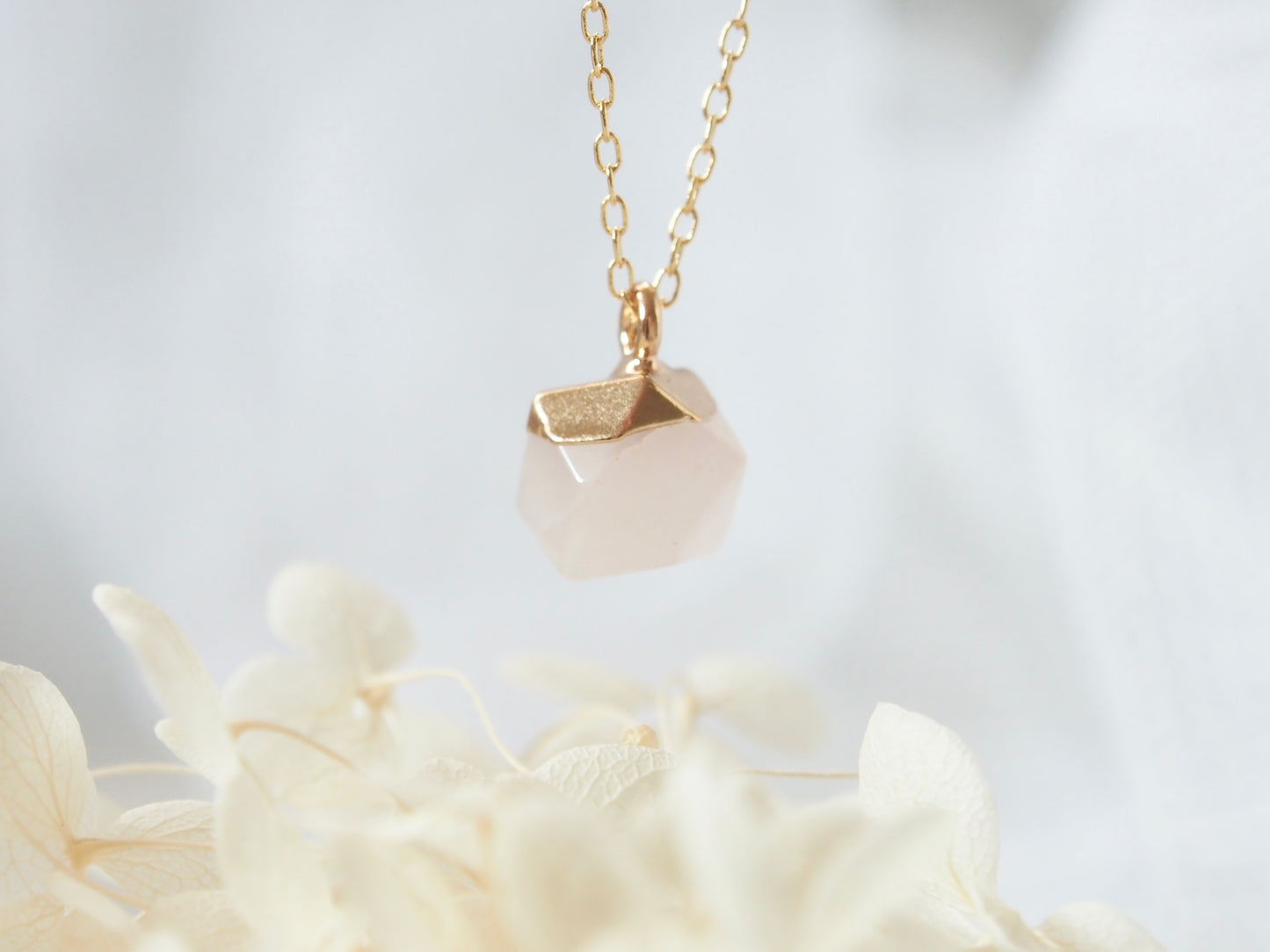 Rose Quartz Stone Charm Necklace