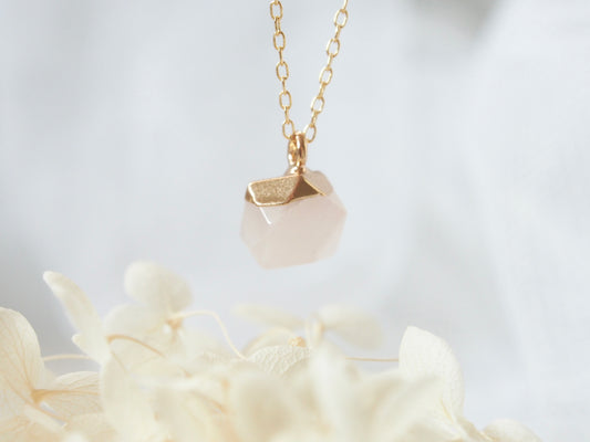 Rose Quartz Stone Charm Necklace