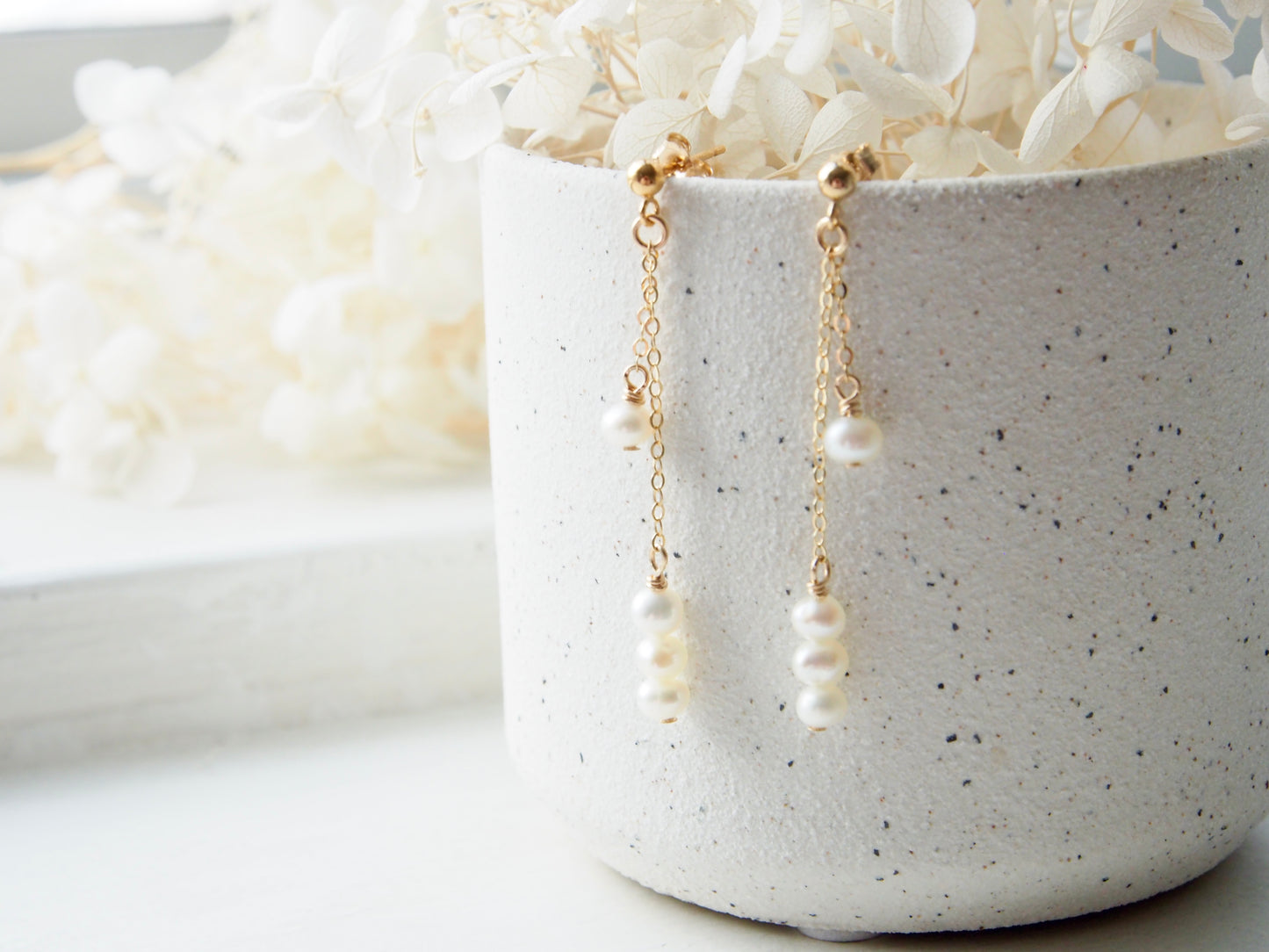 14K Gold Filled Dainty Pearl Earrings