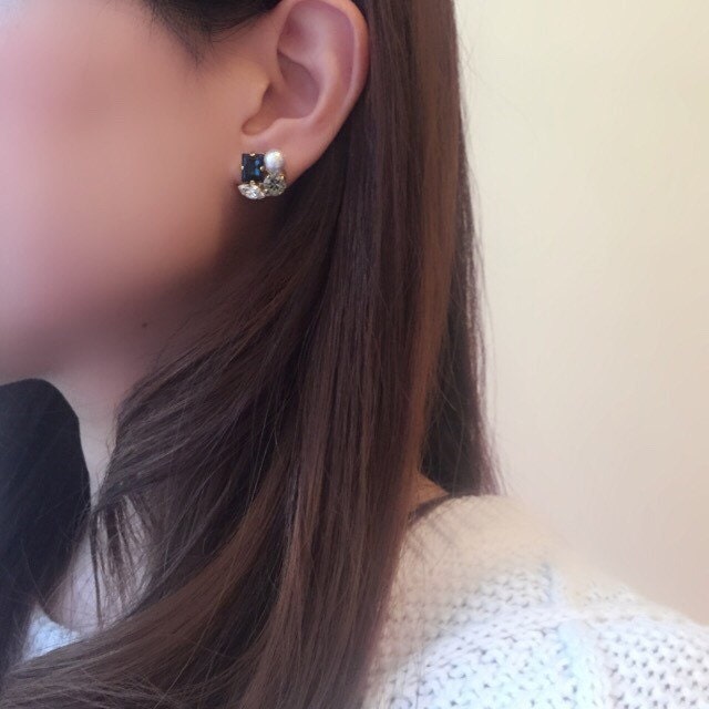 Chelsea Blue Square Crystal Earrings