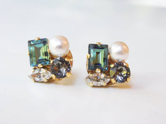 Christina Emerald Swarovski Square Earrings