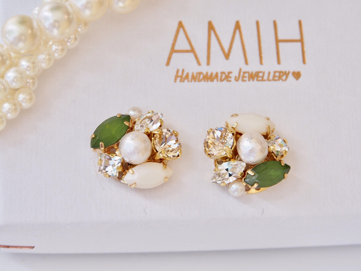 Emma Vintage Green Cluster Earrings