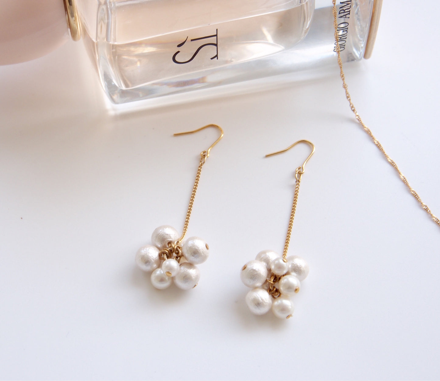 Laura Dangle Pearl Cluster Earrings