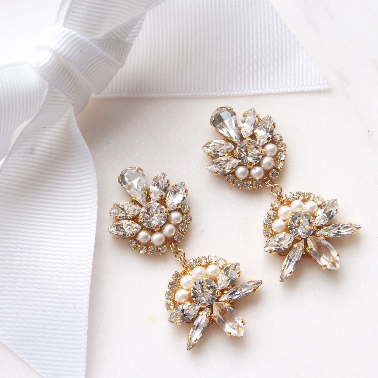 Jasmine Silver Crystal Cluster Earrings