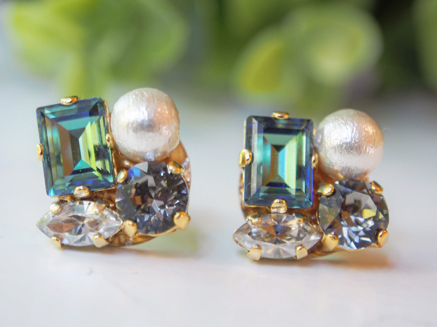 Chelsea Blue Square Crystal Earrings
