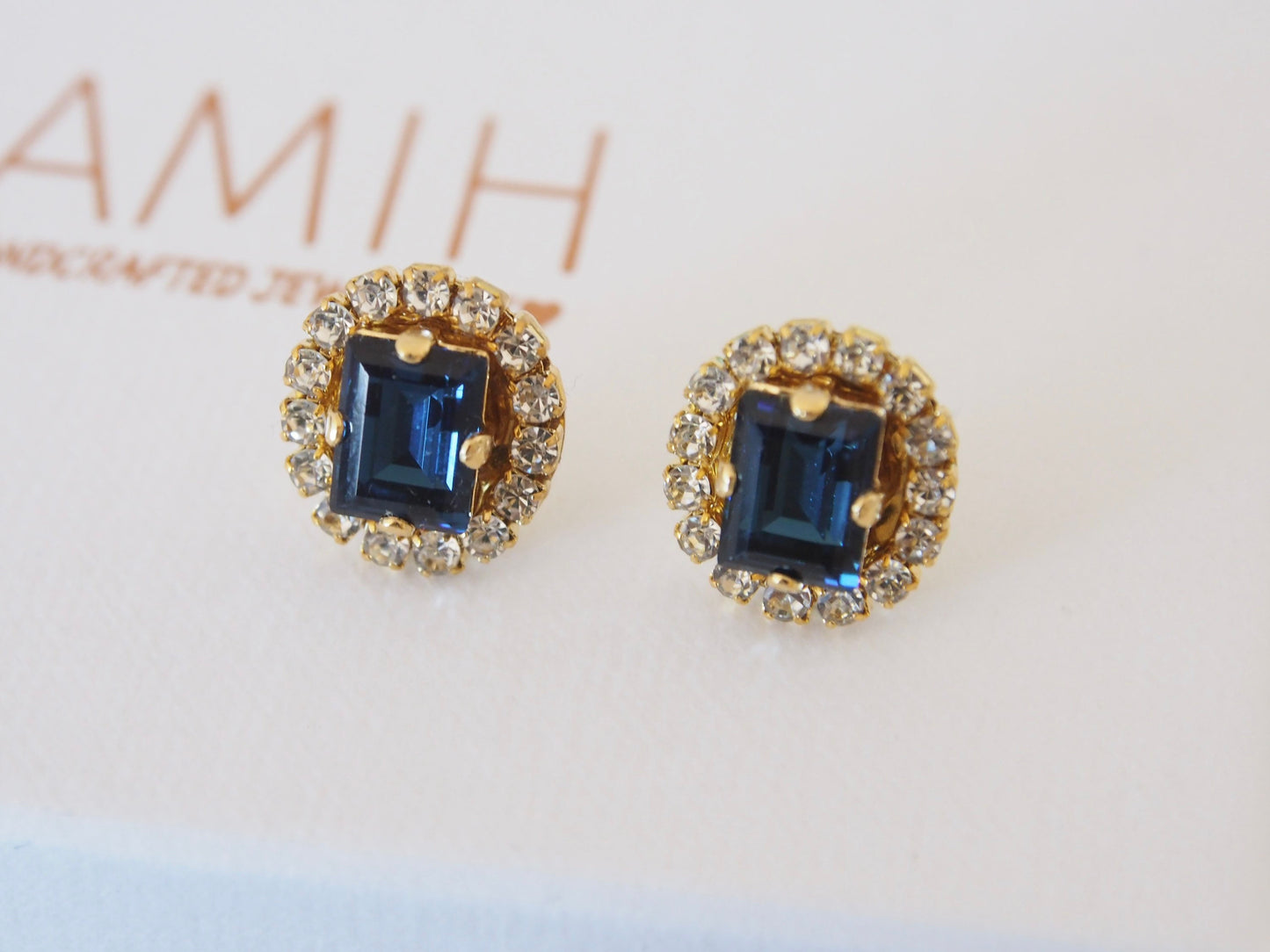 Tiffany Square Blue Swarovski Earrings