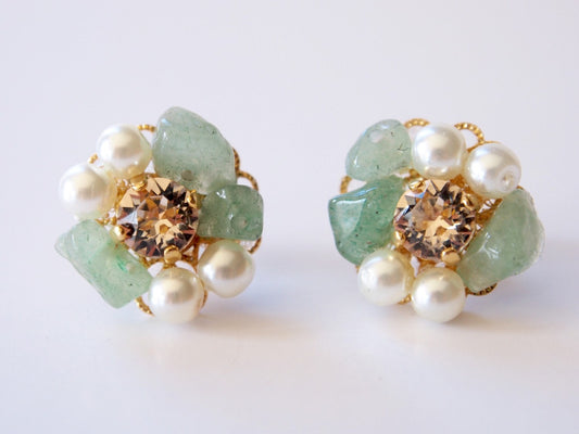 Erin Green Jade Swarovski Flower Earrings