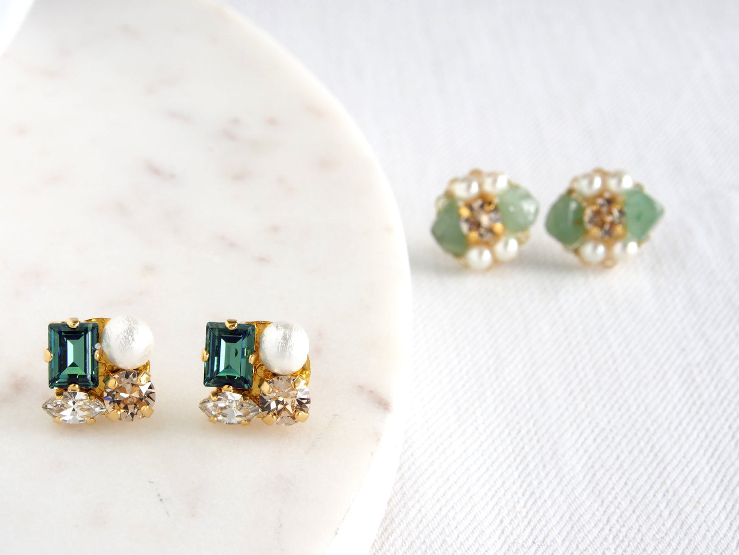 Christina Emerald Swarovski Square Earrings