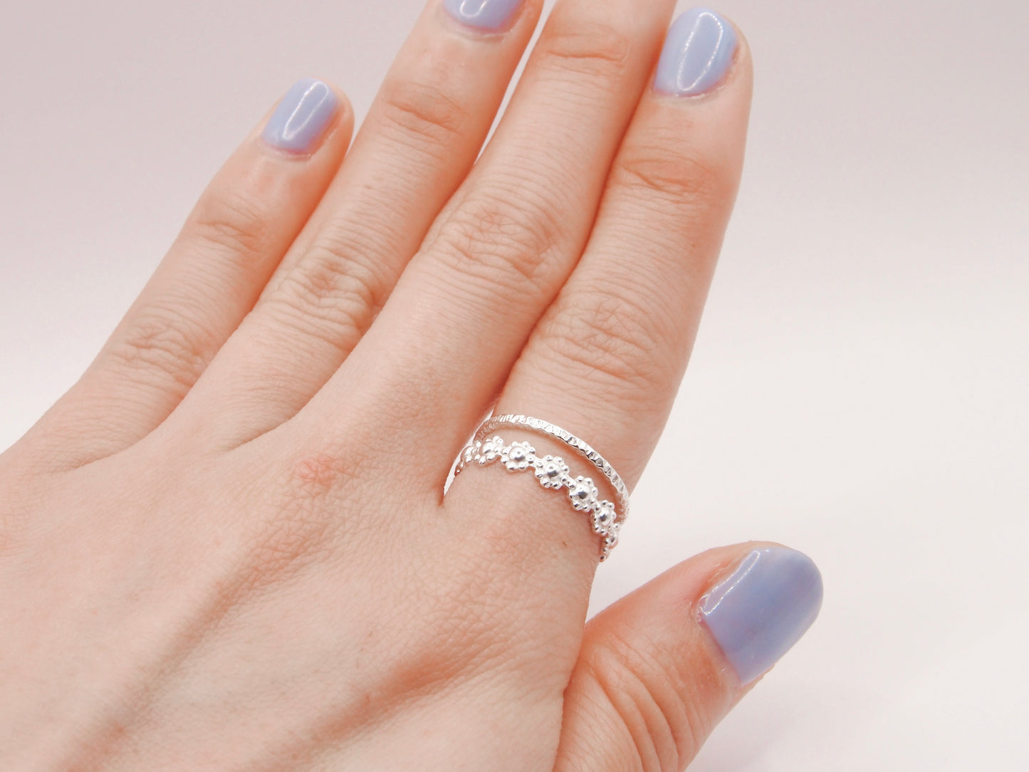 Sterling Silver Dainty Textured Stacking Ring