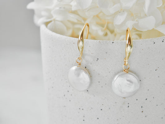 14K Gold Filled Coin Pearl Hook