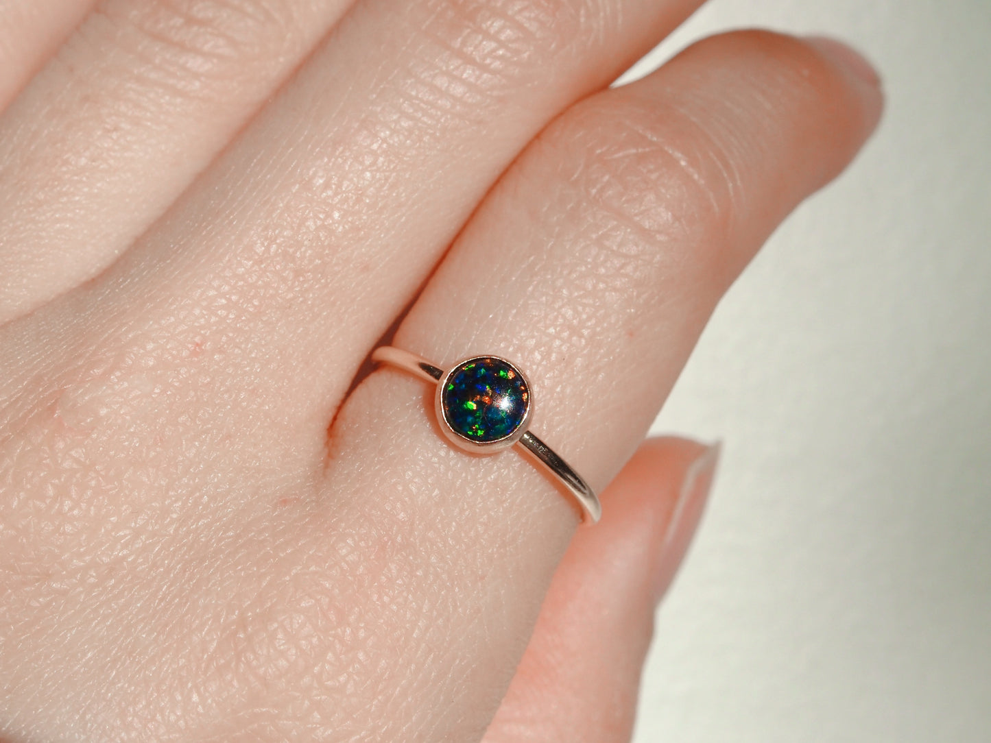 14K Gold Filled Black Opal Ring