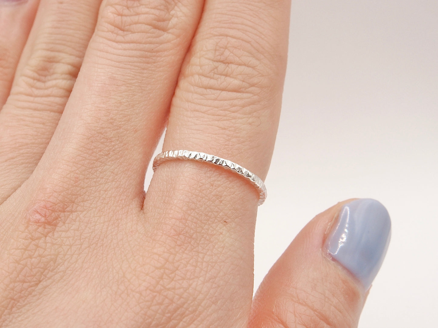 Sterling Silver Dainty Textured Stacking Ring