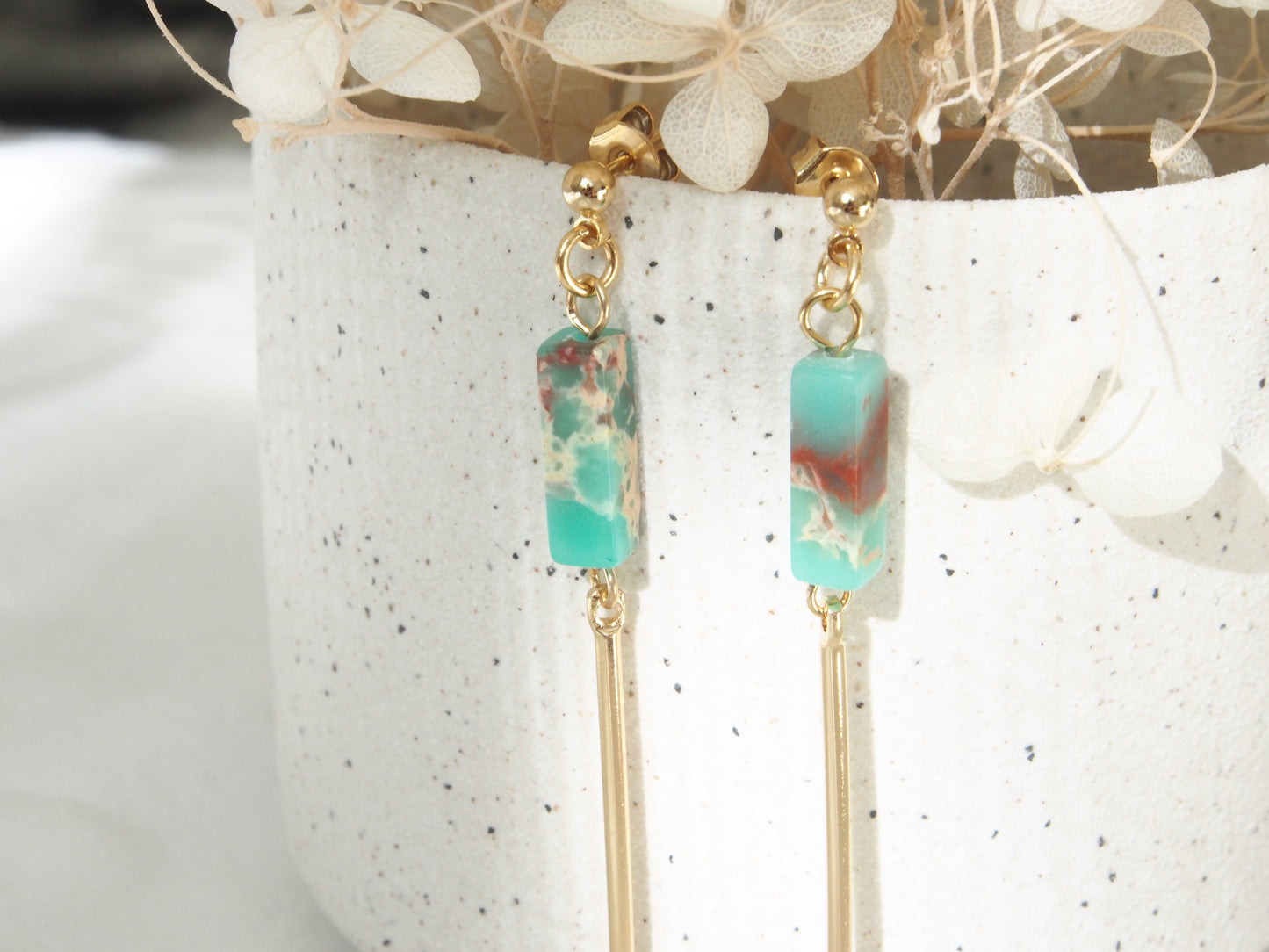 Imperial Jasper Minimal Dangle Earrings