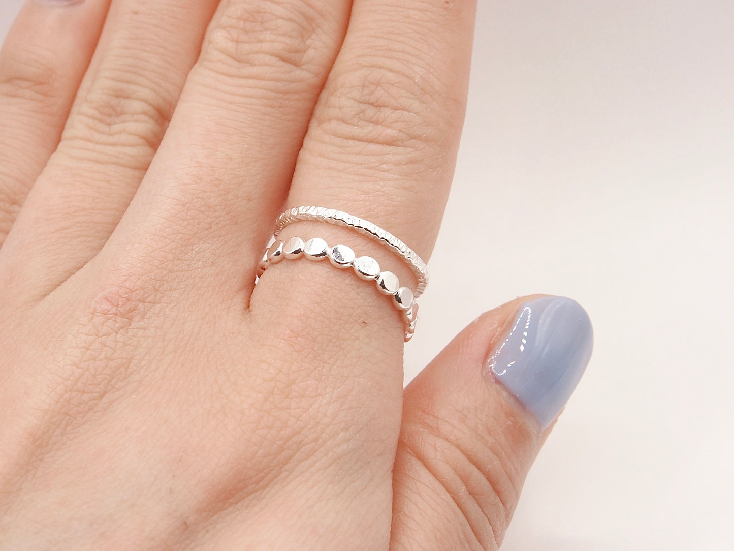 Sterling Silver Flat Beaded Ring