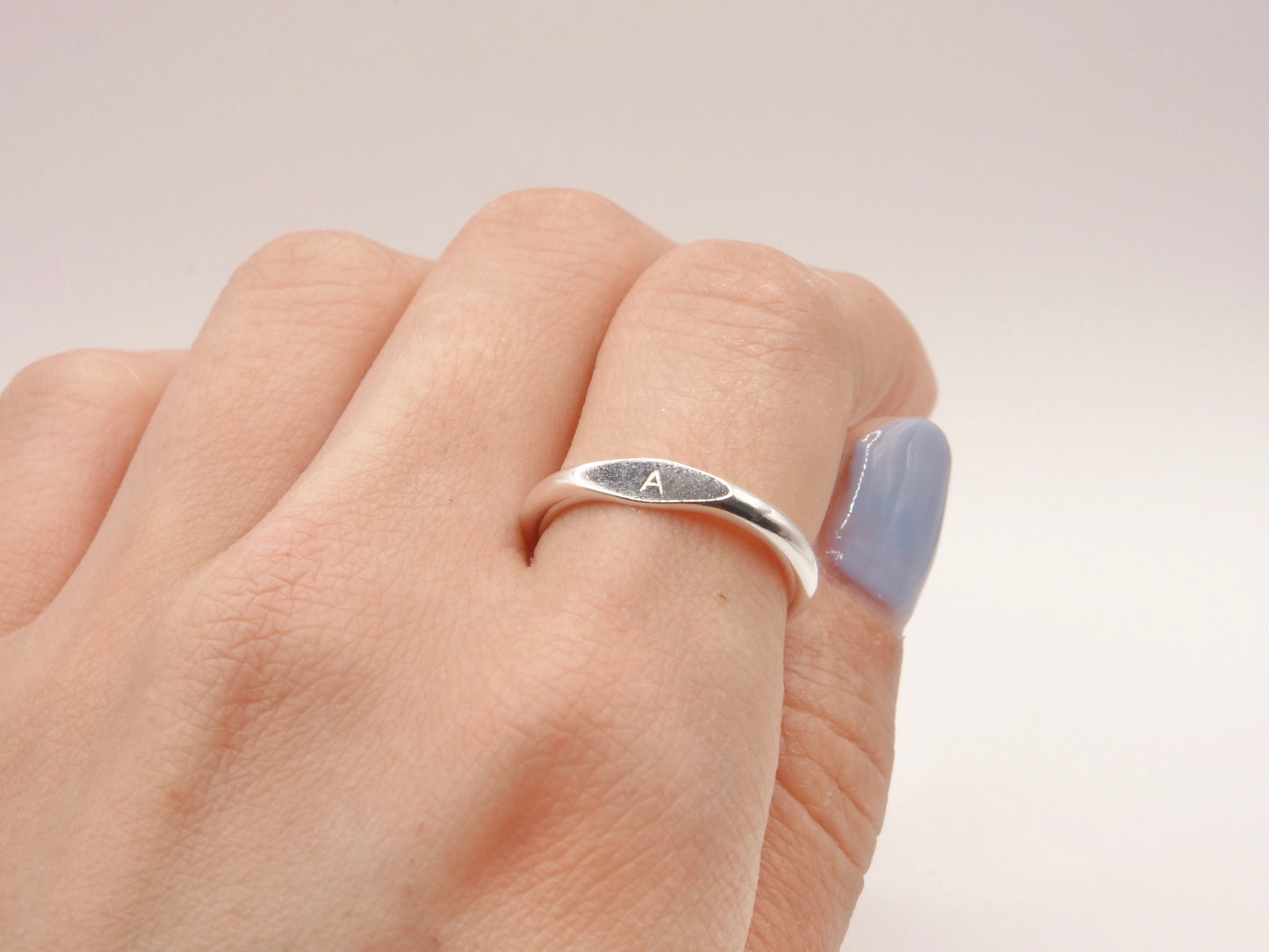 Sterling Silver Initial Signet Ring