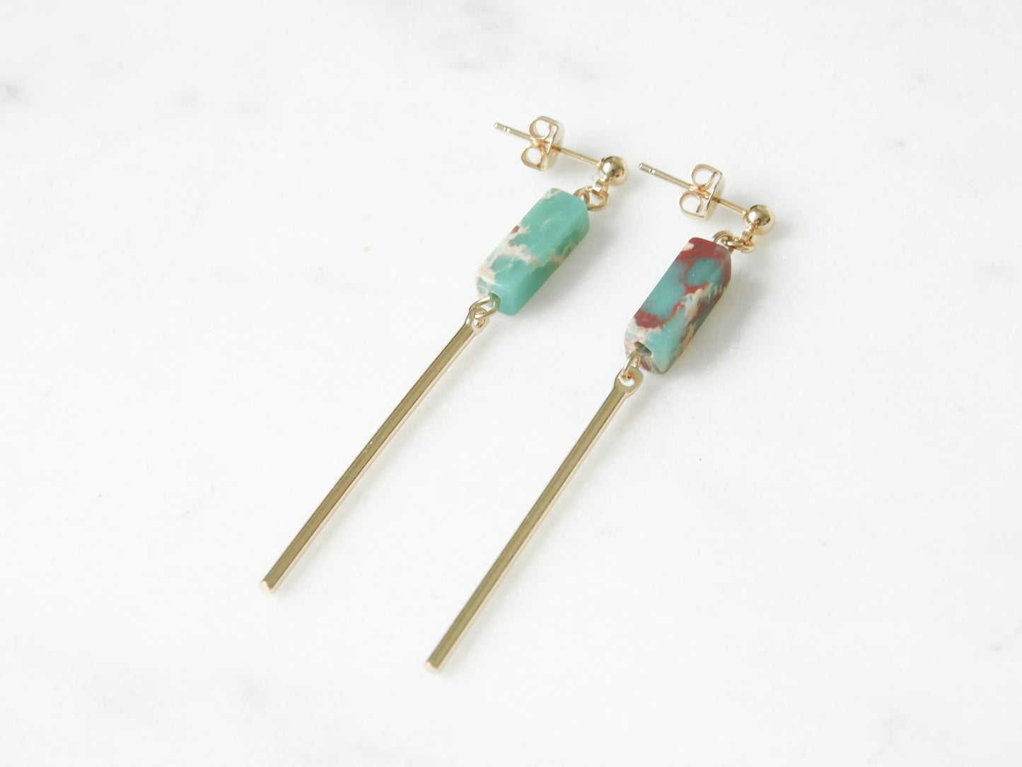 Imperial Jasper Minimal Dangle Earrings