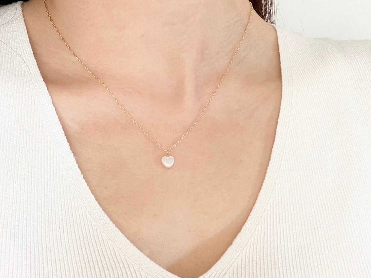 Dainty Heart Freshwater Pearl Necklace