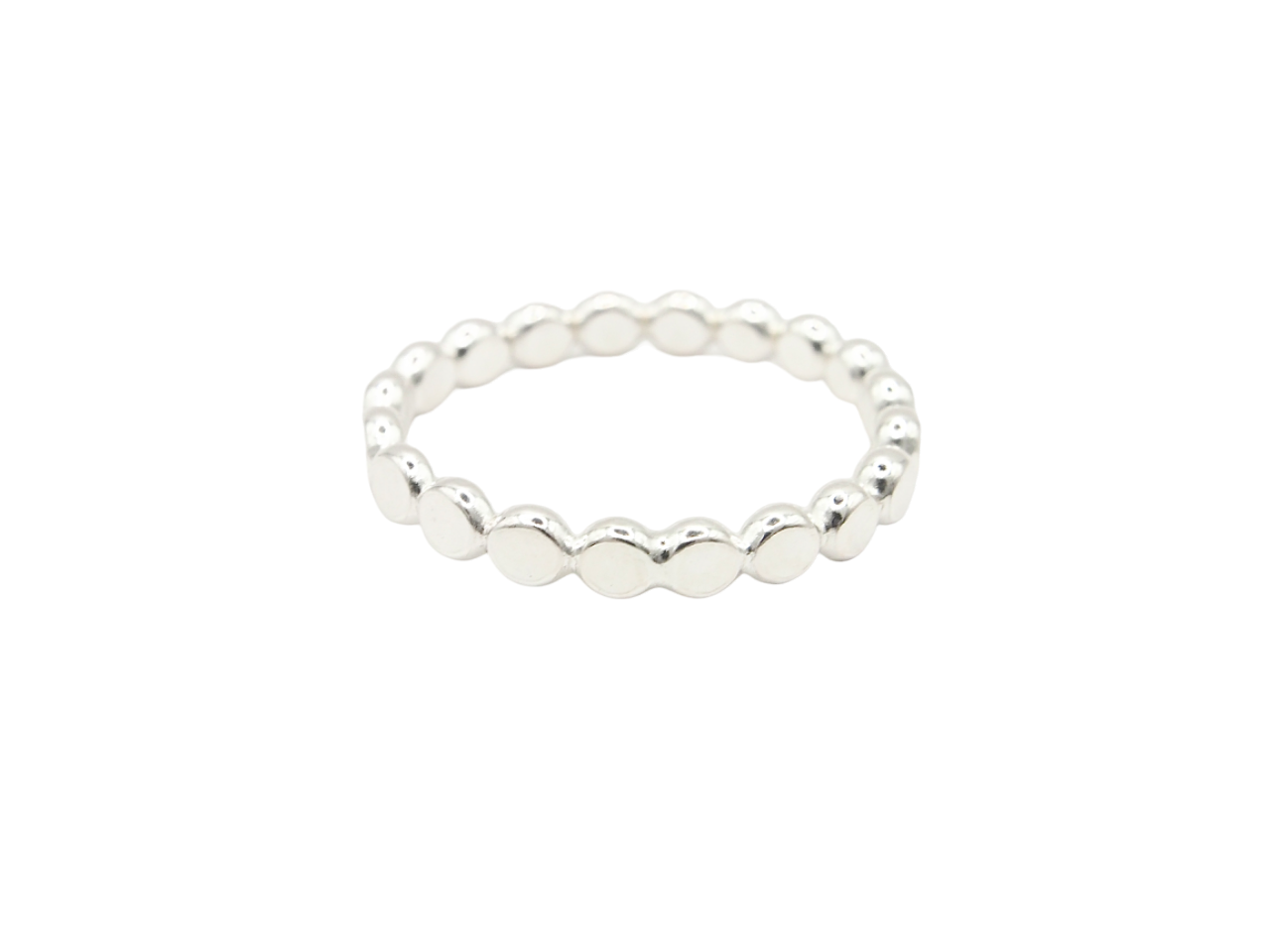 Sterling Silver Flat Beaded Ring